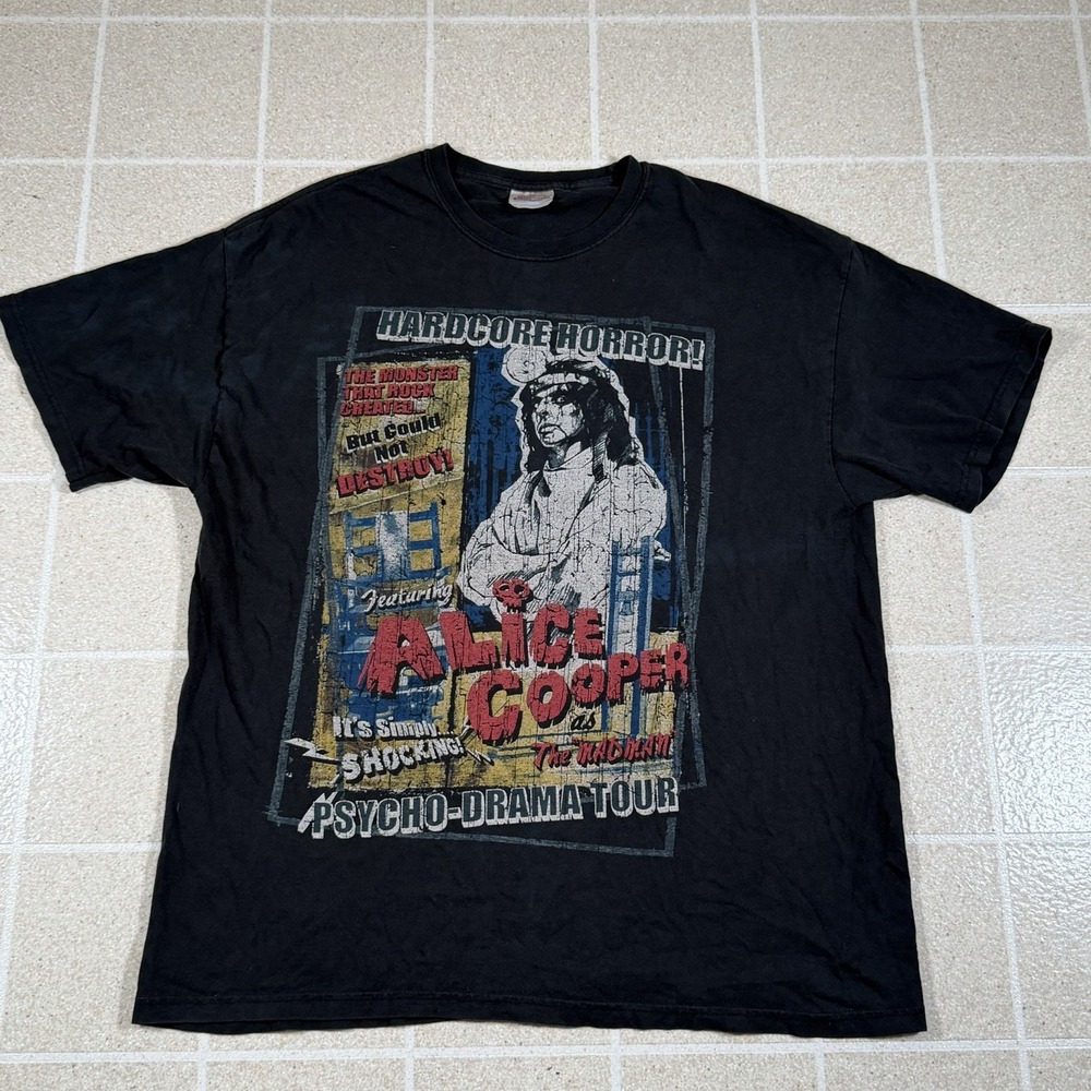Vintage Alice Cooper Shirt Mens Size XL Black Hanes Psycho Drama Tour 2007